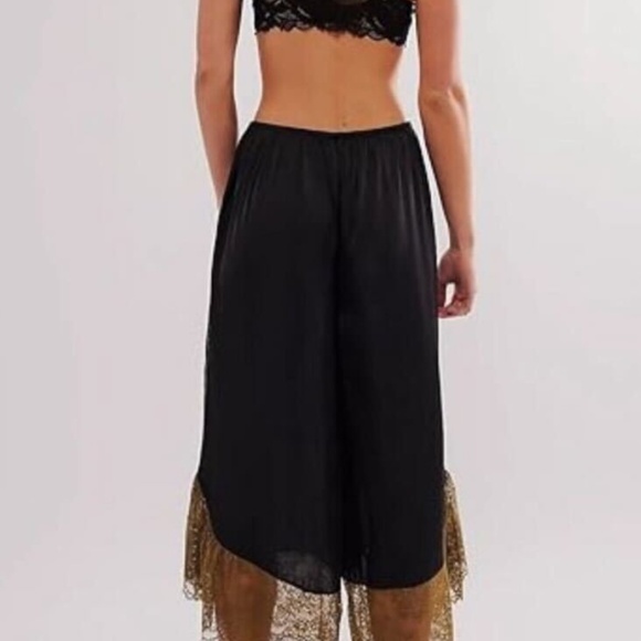 TWO PAIRS - Intimately Free FREE PEOPLE Wide Leg Cropped Satin Pajama Pants - Picture 4 of 10